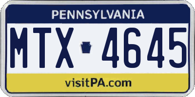 PA license plate MTX4645