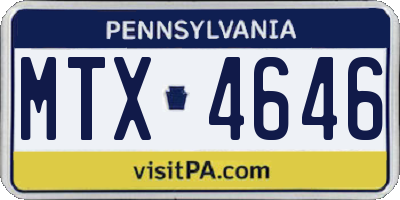 PA license plate MTX4646