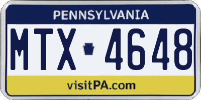 PA license plate MTX4648