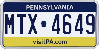 PA license plate MTX4649