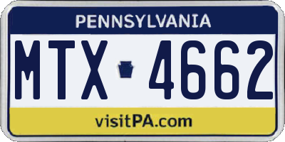 PA license plate MTX4662