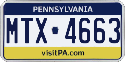 PA license plate MTX4663