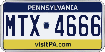 PA license plate MTX4666