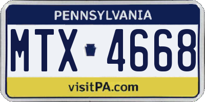 PA license plate MTX4668