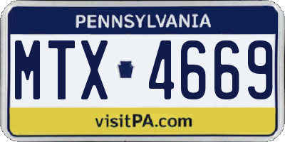 PA license plate MTX4669