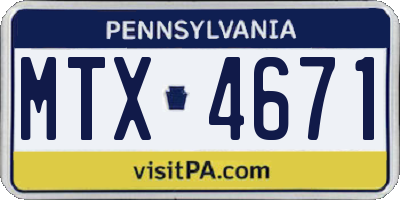 PA license plate MTX4671