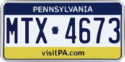 PA license plate MTX4673