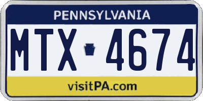 PA license plate MTX4674