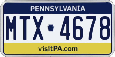 PA license plate MTX4678