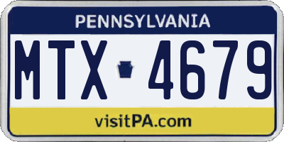 PA license plate MTX4679