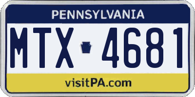 PA license plate MTX4681