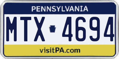 PA license plate MTX4694