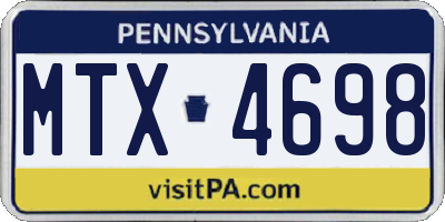 PA license plate MTX4698