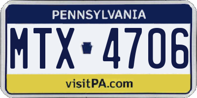 PA license plate MTX4706