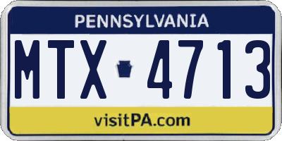 PA license plate MTX4713