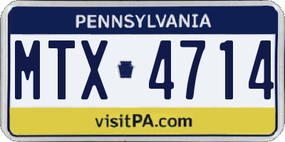 PA license plate MTX4714