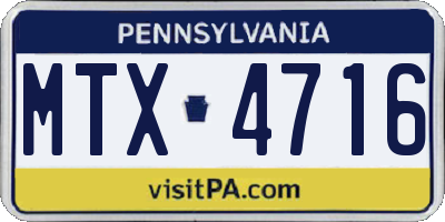 PA license plate MTX4716