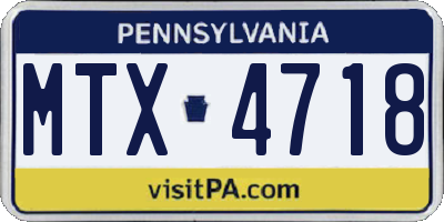 PA license plate MTX4718