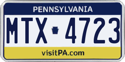 PA license plate MTX4723