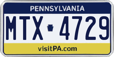 PA license plate MTX4729