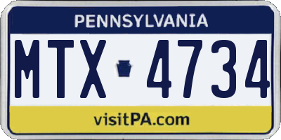 PA license plate MTX4734