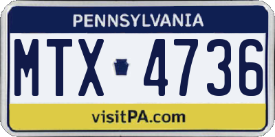 PA license plate MTX4736