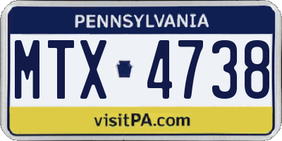 PA license plate MTX4738