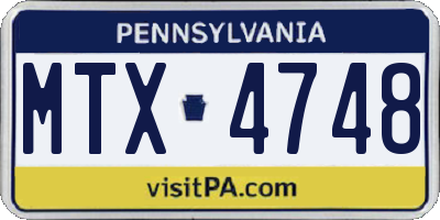 PA license plate MTX4748