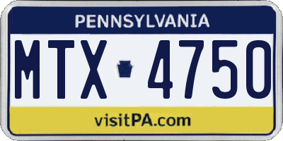PA license plate MTX4750