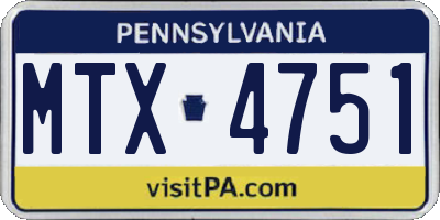 PA license plate MTX4751