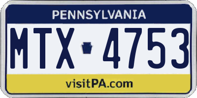 PA license plate MTX4753