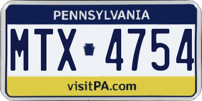 PA license plate MTX4754