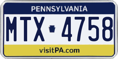 PA license plate MTX4758