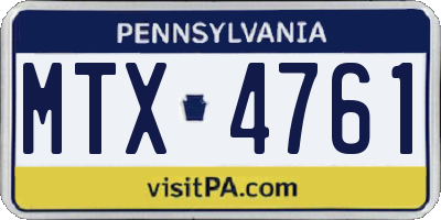 PA license plate MTX4761