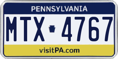 PA license plate MTX4767