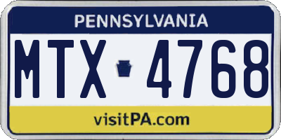 PA license plate MTX4768