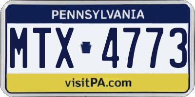 PA license plate MTX4773