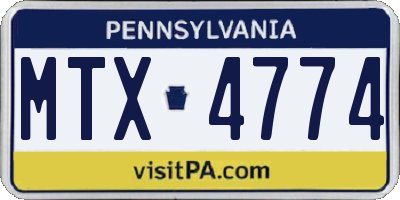 PA license plate MTX4774