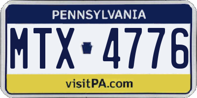 PA license plate MTX4776