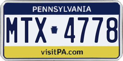 PA license plate MTX4778