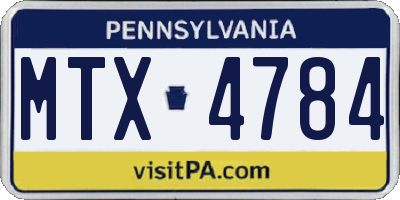 PA license plate MTX4784