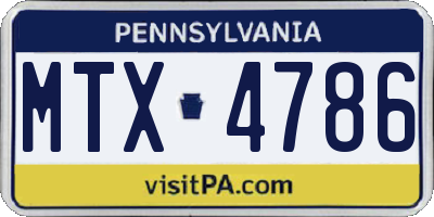 PA license plate MTX4786