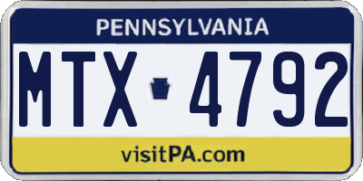 PA license plate MTX4792