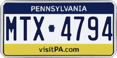 PA license plate MTX4794
