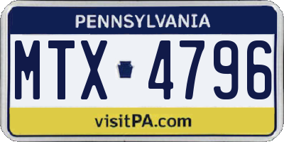 PA license plate MTX4796