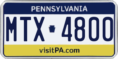 PA license plate MTX4800