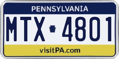 PA license plate MTX4801