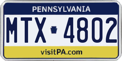 PA license plate MTX4802