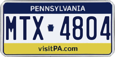 PA license plate MTX4804