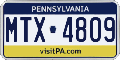 PA license plate MTX4809